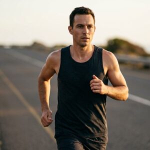 A man running on a track.