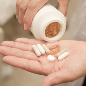 A bottle of vitamins.